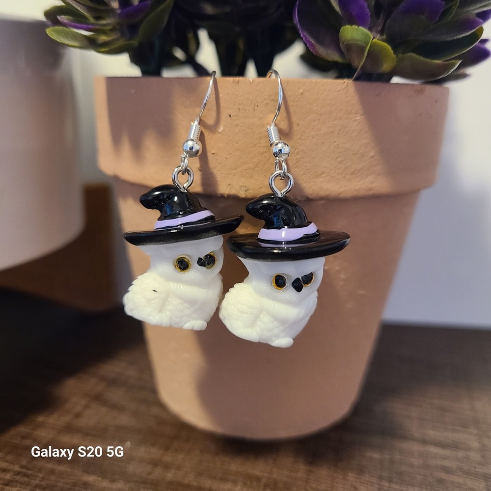 Halloween Owl Witch Hat Earrings Spooky Cute Dangle Drop Fun NWOT Ladies‎